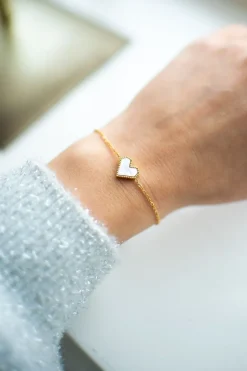 DAMES Studio Poespas Sieraden | Snøpskes^Armbandje hartje geometrisch | Roze/goud |