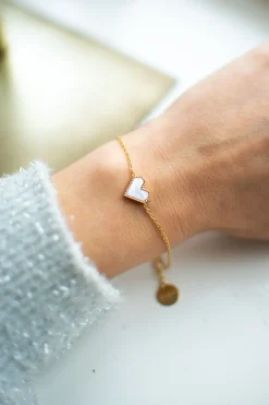 DAMES Studio Poespas Sieraden | Snøpskes^Armbandje hartje geometrisch | Roze/goud |