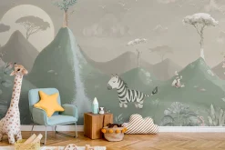 Poespas Home Dieren | Behang^Behang African savannah | Grijs