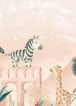 Poespas Home Dieren | Behang^Behang Desert Animals | Roze