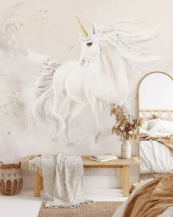 Poespas Home Sprookjes | Dieren^Behang Dreamy unicorn | Beige