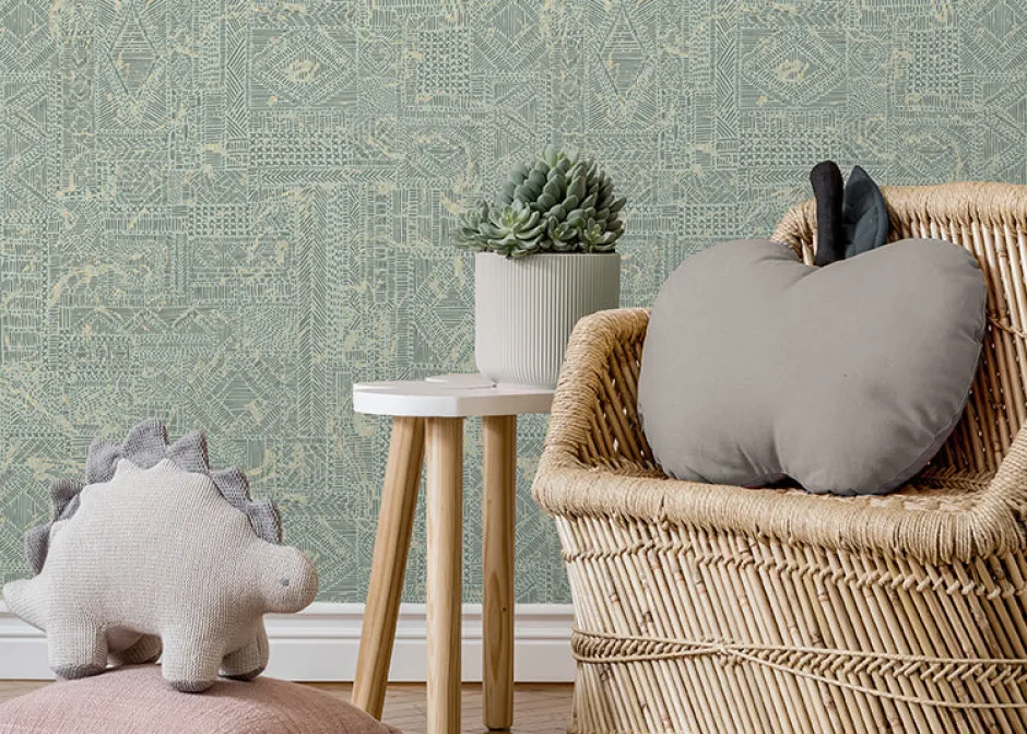 Poespas Home Behang^Behang Ethnic nights | Groen