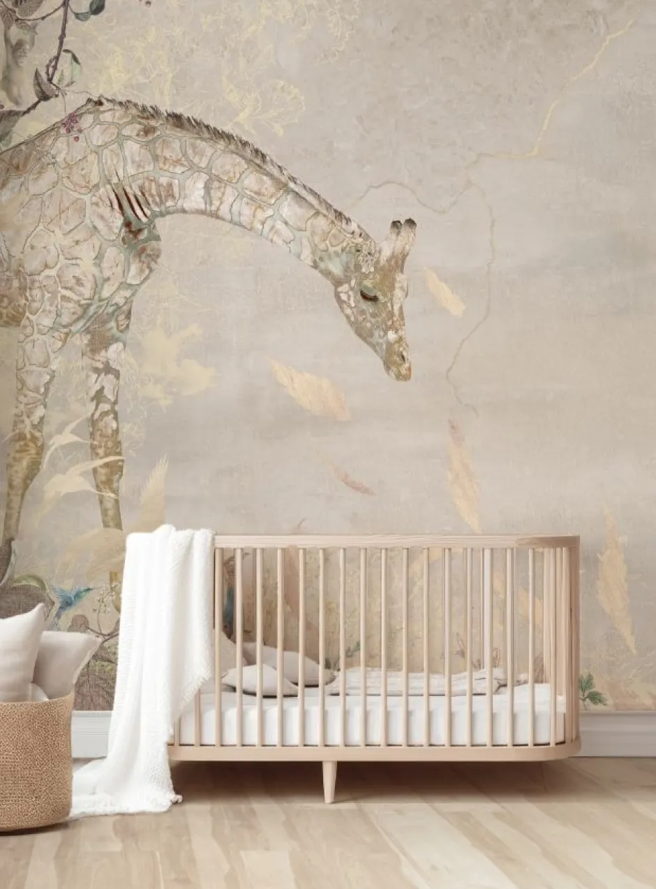 Poespas Home Behang | Dieren^Behang Giraffe | Beige
