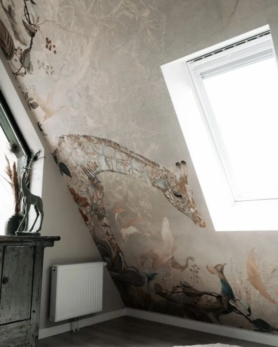 Poespas Home Behang | Dieren^Behang Giraffe | Beige