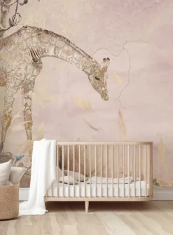Poespas Home Dieren | Behang^Behang Giraffe | Roze