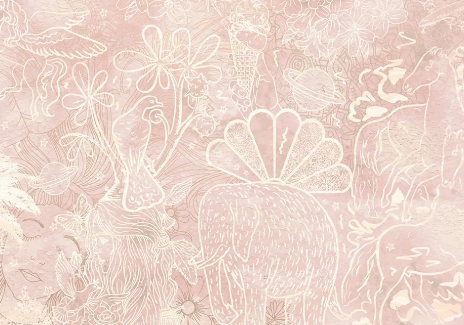 Poespas Home Bloemen | Behang^Behang Happy Days | Roze