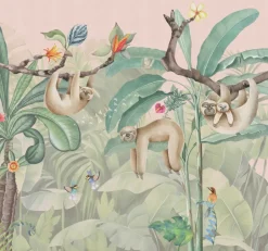 Poespas Home Dieren | Behang^Behang Lazy Luiaard | Jungle Collection