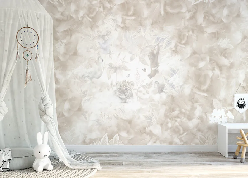 Poespas Home Behang^Behang Light feathers