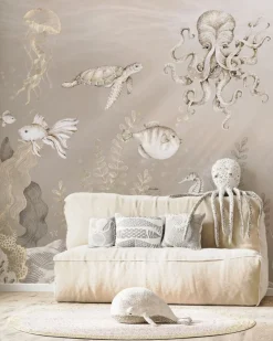 Poespas Home Onderzee | Dieren^Behang Onderzee | Beige