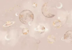 Poespas Home Ruimte | Behang^Behang Pastel Planets | Roze