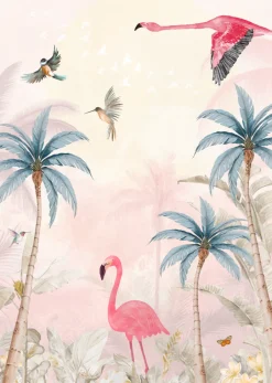 Poespas Home Dieren | Behang^Behang Pink Flamingo