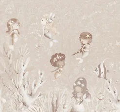 Poespas Home Sprookjes | Onderzee^Behang Swimming Mermaids | Beige