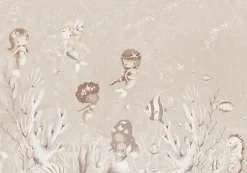Poespas Home Sprookjes | Onderzee^Behang Swimming Mermaids | Beige