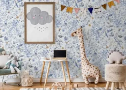 Poespas Home Bloemen | Behang^Behang Vintage flowers | Blauw