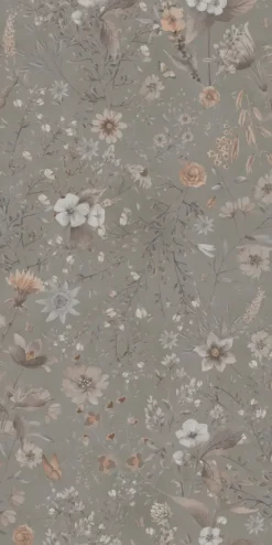 Poespas Home Bloemen | Behang^Behang Vintage flowers | Groen