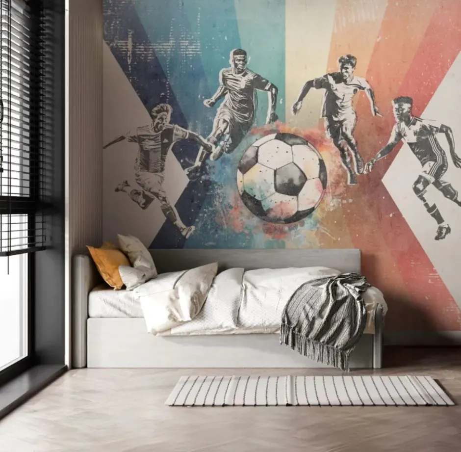 Poespas Home Sport | Behang^Behang voetbal | Mannen | Blauw