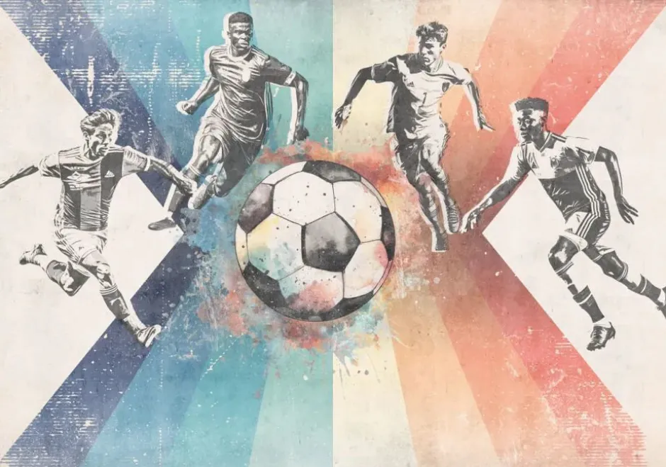 Poespas Home Sport | Behang^Behang voetbal | Mannen | Blauw