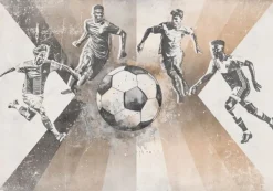 Poespas Home Sport | Behang^Behang voetbal | Mannen | Taupe