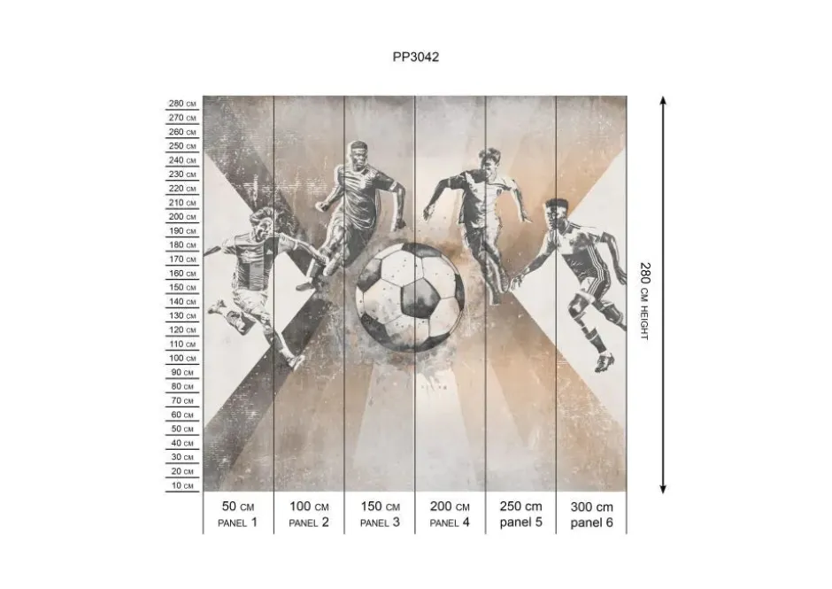 Poespas Home Sport | Behang^Behang voetbal | Mannen | Taupe