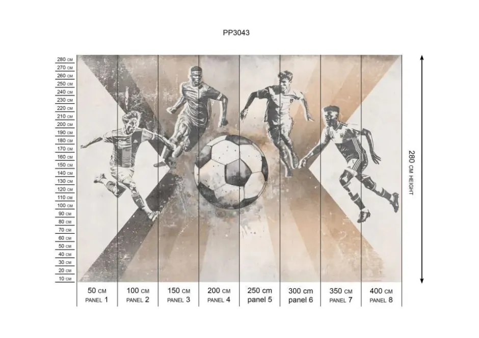 Poespas Home Sport | Behang^Behang voetbal | Mannen | Taupe