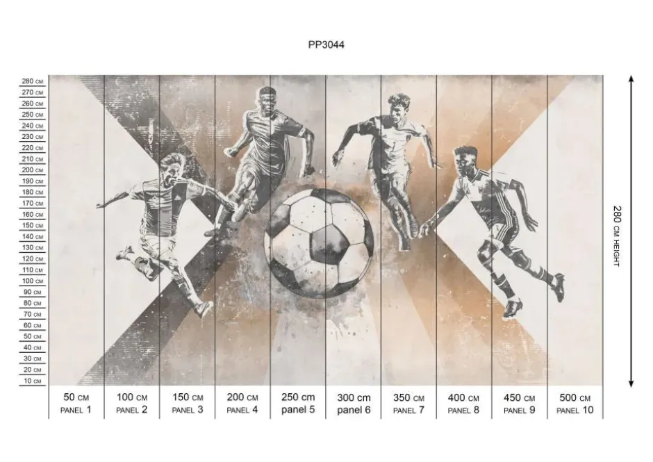 Poespas Home Sport | Behang^Behang voetbal | Mannen | Taupe