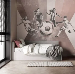 Poespas Home Sport | Behang^Behang voetbal | Vrouwen | Roze