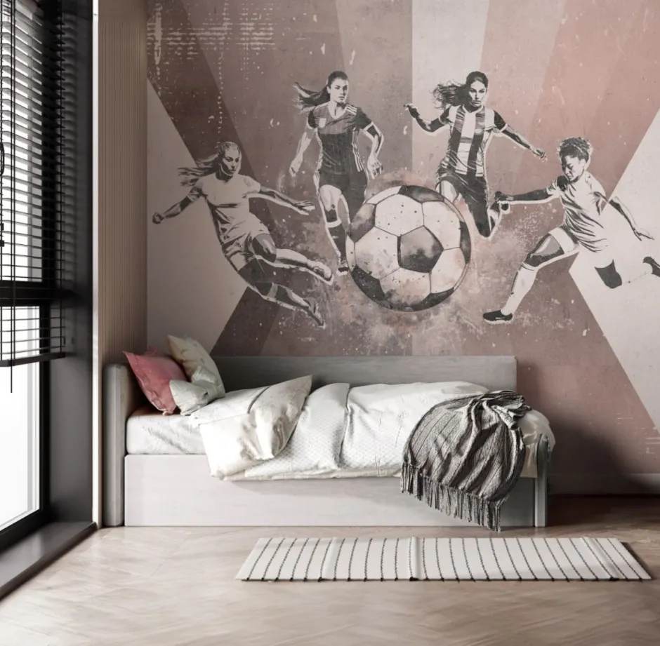 Poespas Home Sport | Behang^Behang voetbal | Vrouwen | Roze