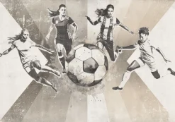 Poespas Home Sport | Behang^Behang voetbal | Vrouwen | Taupe