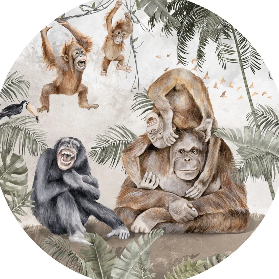 Poespas Home Behangcirkels^Behangcirkel Apen