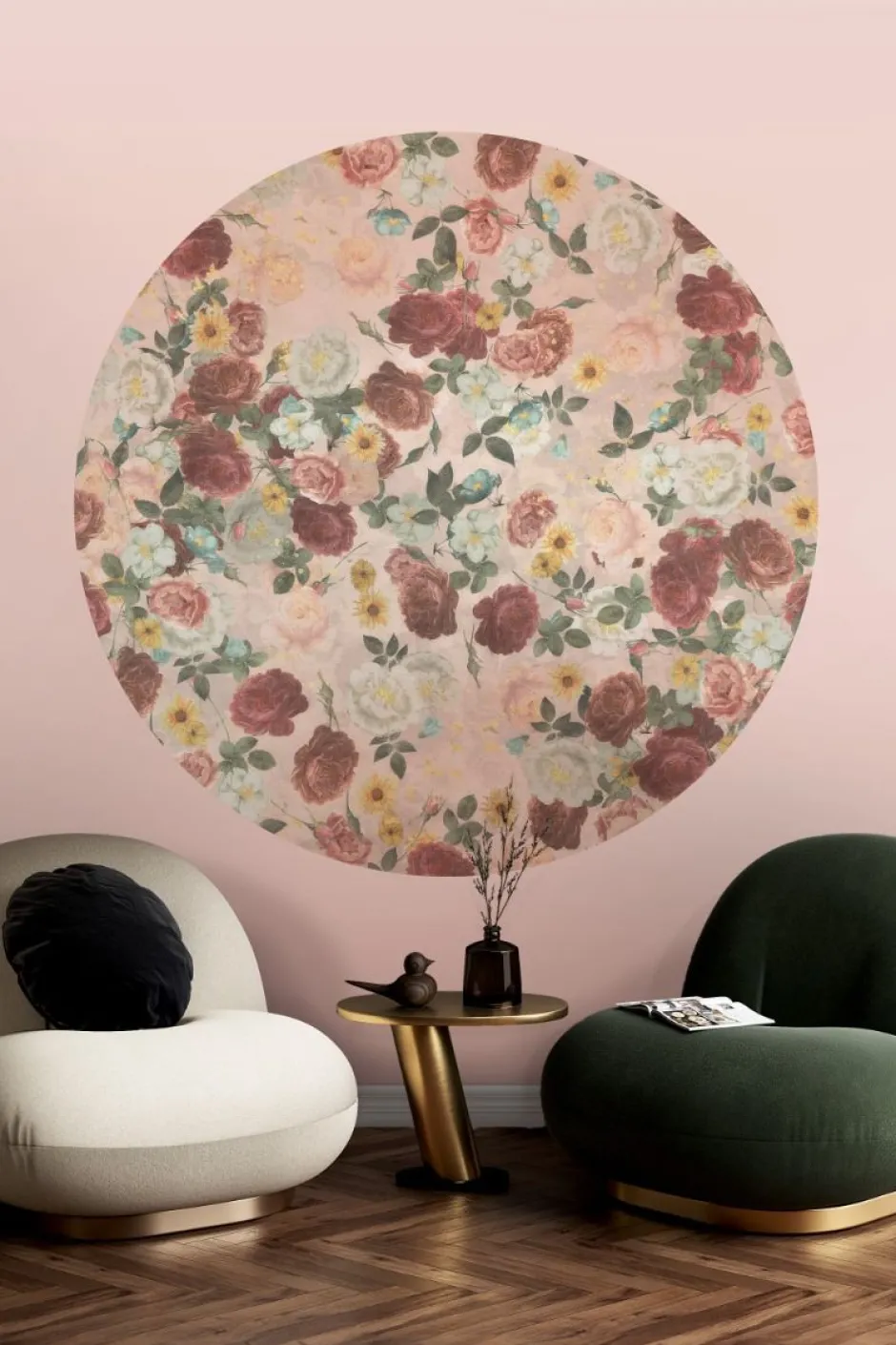 Poespas Home Behangcirkels^Behangcirkel English Garden | 鈱€ 145 cm | Roze