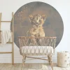 Poespas Home Behangcirkels^Behangcirkel Hakuna matata | Blauw / goud | Jungle collection | 145 x 145 cm