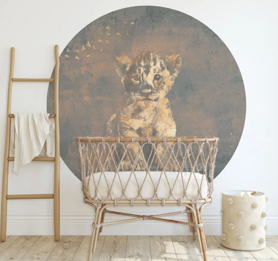 Poespas Home Behangcirkels^Behangcirkel Hakuna matata | Blauw / goud | Jungle collection | 145 x 145 cm