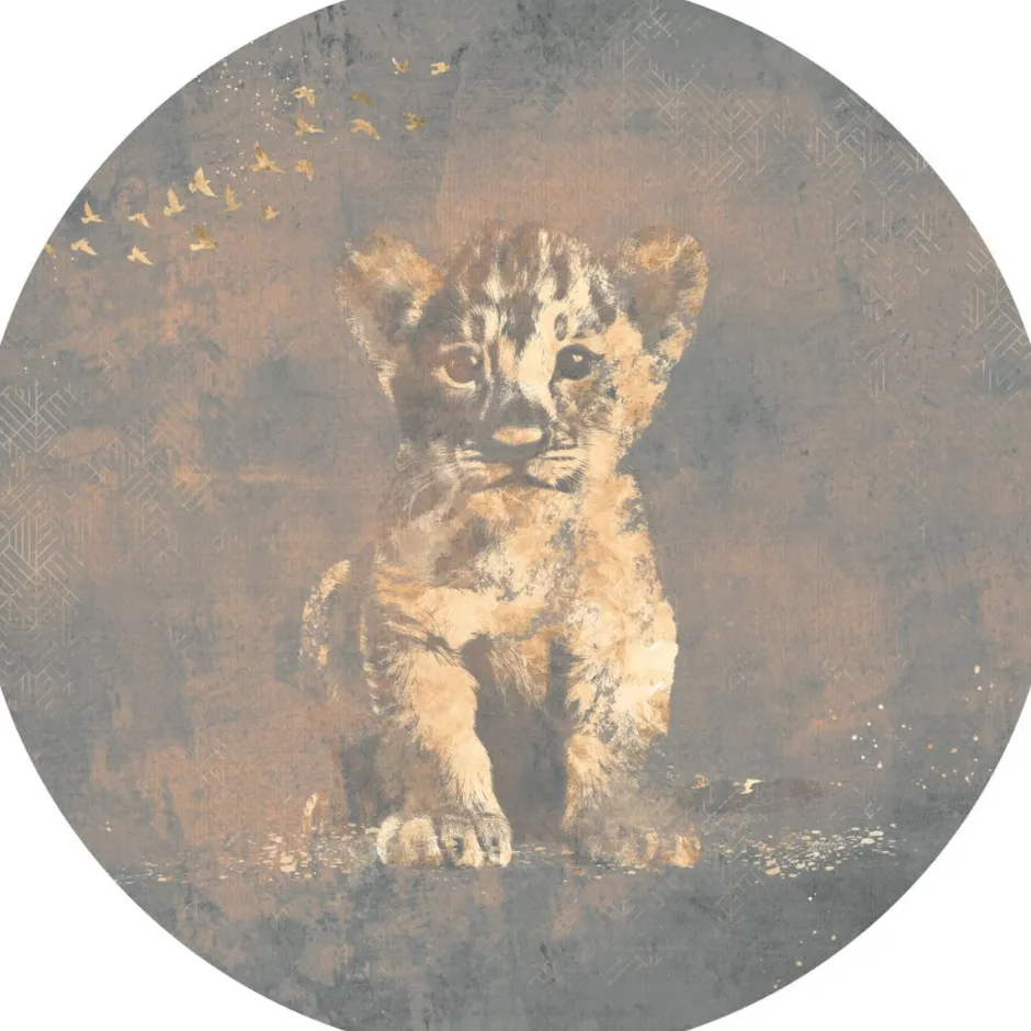 Poespas Home Behangcirkels^Behangcirkel Hakuna matata | Blauw / goud | Jungle collection | 145 x 145 cm