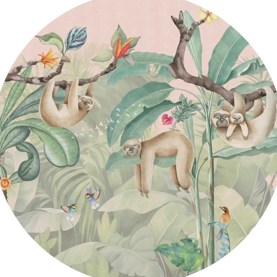 Poespas Home Behangcirkels^Behangcirkel Lazy Luiaard | Jungle Collection | 鈱€ 145 cm