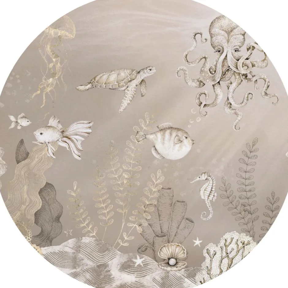 Poespas Home Behangcirkels^Behangcirkel Onderzee | Beige