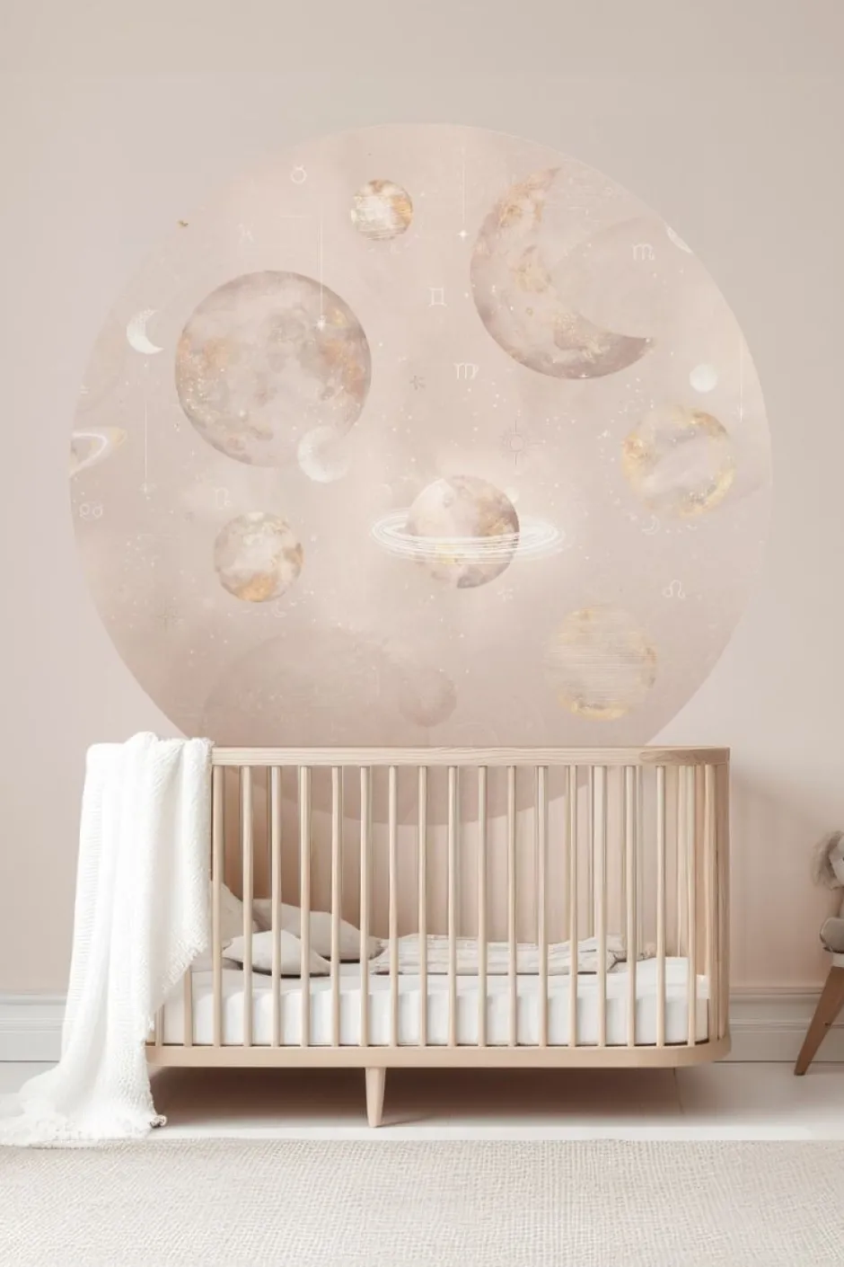 Poespas Home Behangcirkels^Behangcirkel Pastel Planets | 鈱€ 145 cm | Roze