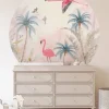 Poespas Home Behangcirkels^Behangcirkel Pink Flamingo | 鈱€ 145 cm