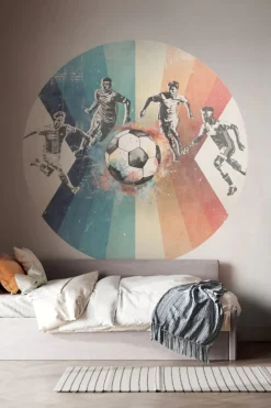 Poespas Home Behangcirkels^Behangcirkel Voetbal | Mannen | Blauw