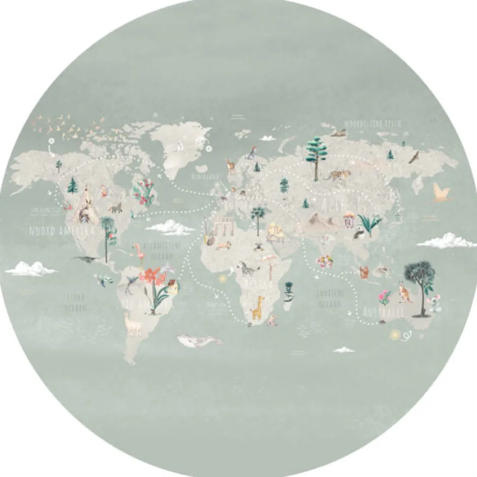 Poespas Behangcirkels^Behangcirkel Wereldkaart | Mint