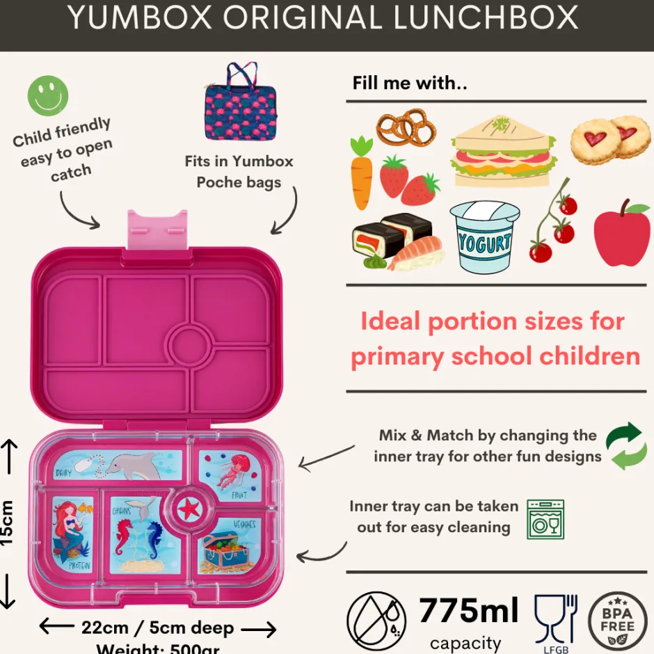 Yumbox Lunchboxen & Brooduitstekers^Bentobox original | 6 vakken | Malibu purple/mermaid |