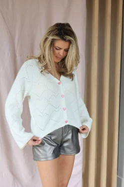 DAMES Studio Poespas Basics | Snøpskes^Cardigan Happy love | Off-white |