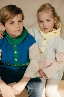 Tinycottons Jassen & Jacks^Color block jacket | Pastel blue/mellow yellow |