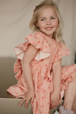 DAMES Konges Slojd Jurken & Salopettes | Jurken^Dress Ava bow gots | Lacy pink |