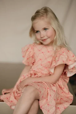 DAMES Konges Slojd Jurken & Salopettes | Jurken^Dress Ava bow gots | Lacy pink |