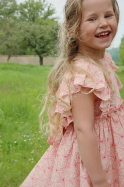 DAMES Konges Slojd Jurken & Salopettes | Jurken^Dress Ava bow gots | Lacy pink |