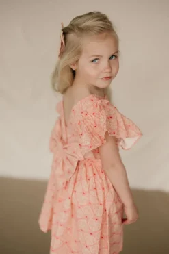 DAMES Konges Slojd Jurken & Salopettes | Jurken^Dress Ava bow gots | Lacy pink |