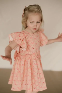 DAMES Konges Slojd Jurken & Salopettes | Jurken^Dress Ava bow gots | Lacy pink |