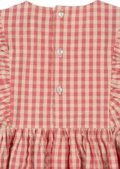 DAMES Konges Slojd Jurken & Salopettes | Jurken^Dress Kim frill gots | Flamingo plume check |