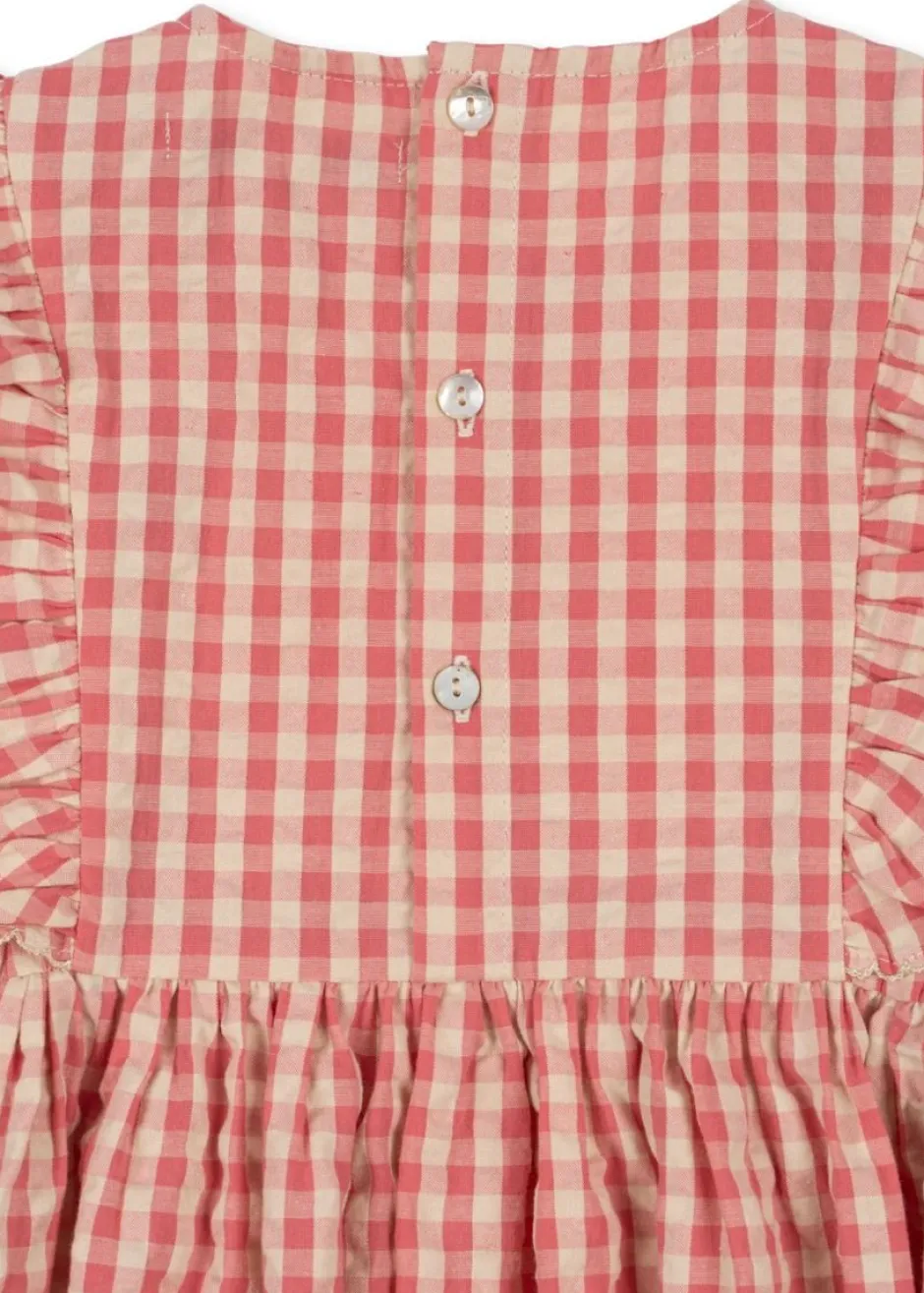 DAMES Konges Slojd Jurken & Salopettes | Jurken^Dress Kim frill gots | Flamingo plume check |