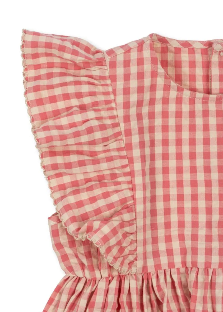 DAMES Konges Slojd Jurken & Salopettes | Jurken^Dress Kim frill gots | Flamingo plume check |